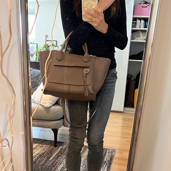 Longchamp mailbox medium satchel in taupe - Picture 2 of 7